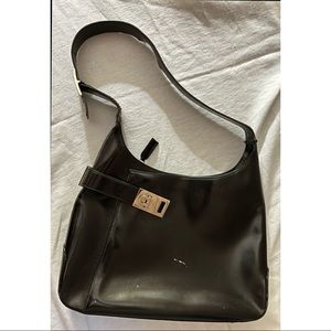Ferragamo Black Leather Gancia Bag